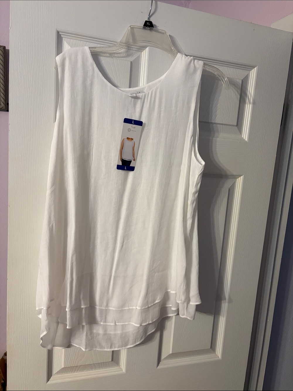 Sleeveless Layered-Hem Tank Top - White